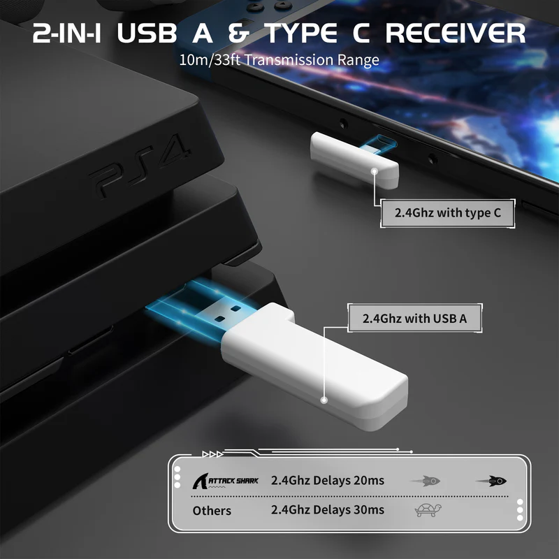 ATTACK SHARK L80 Ultra-Light Tri-Mode White thumbnail 5