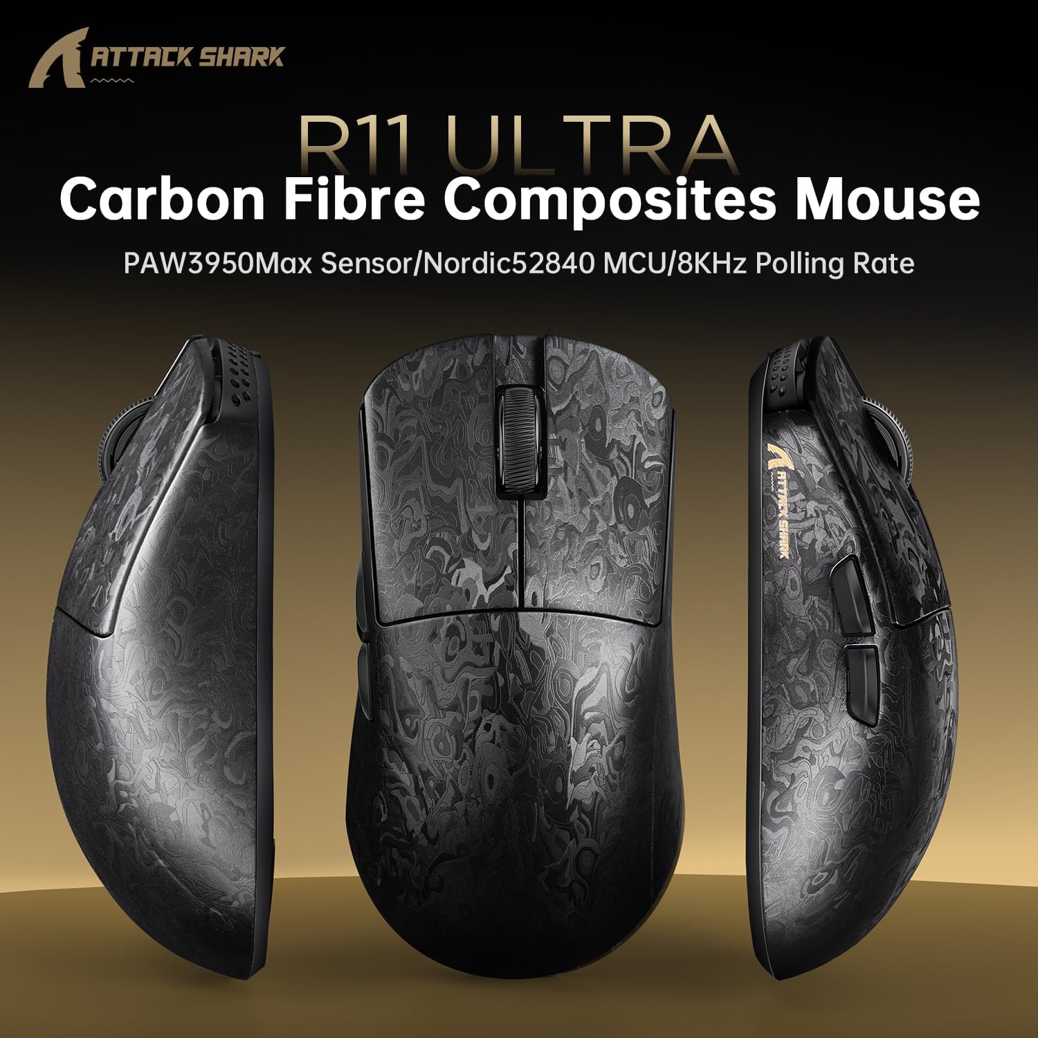 ATTACK SHARK R11 ULTRA Forged Black Wireless 8K thumbnail 3