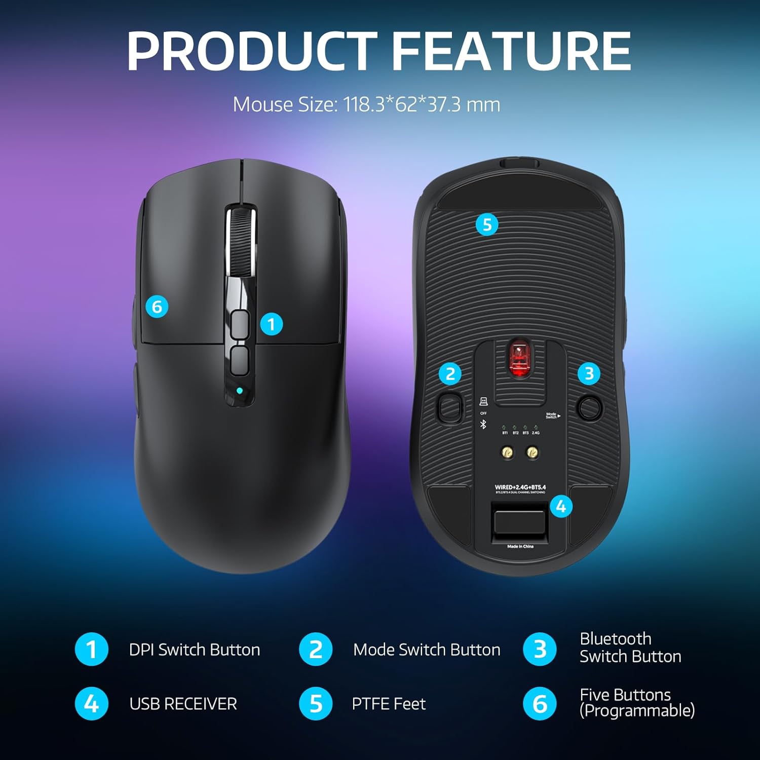 ATTACK SHARK X6 Wireless Black thumbnail 3