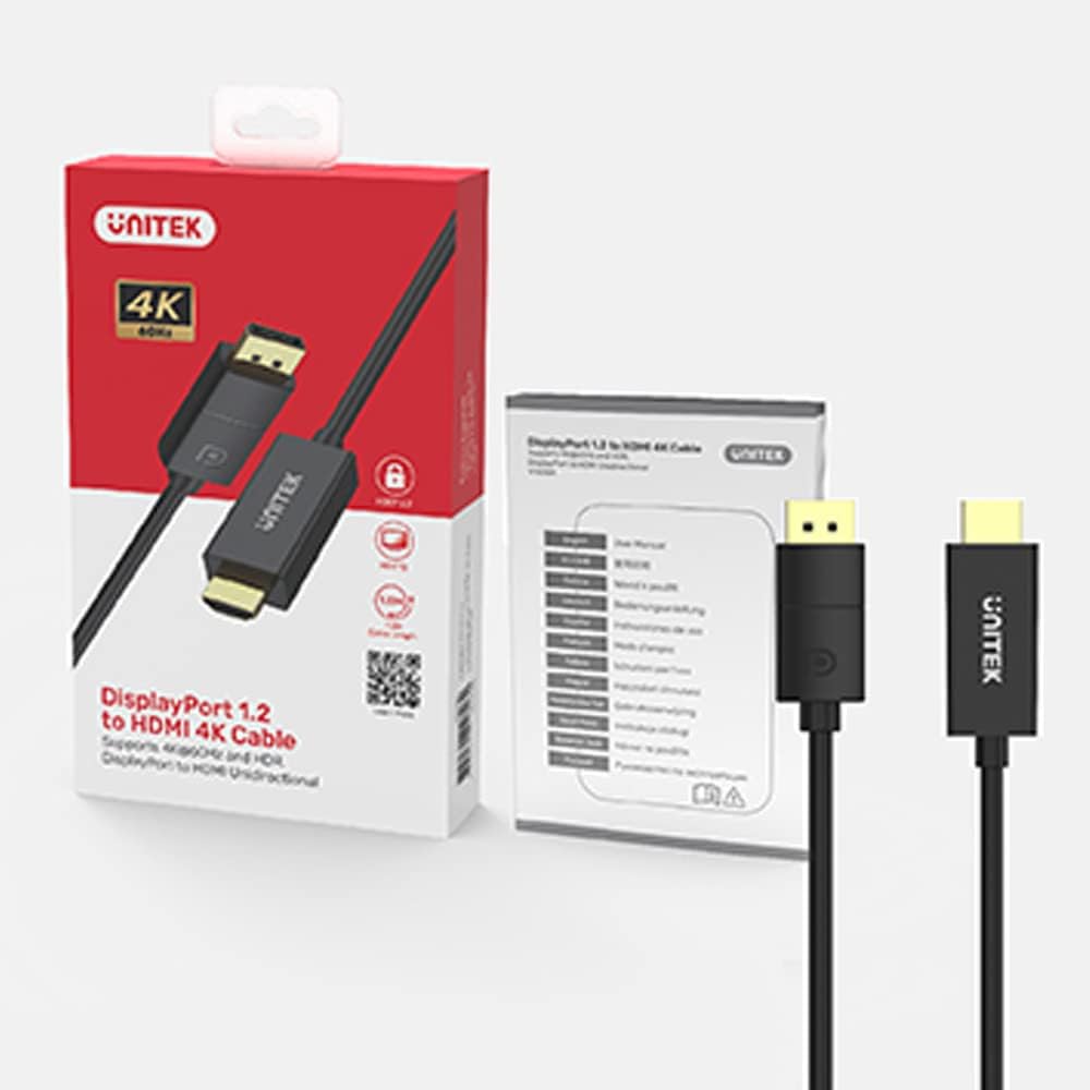 UNITEK DP 1.2 to HDMI 4K Cable 1.8M thumbnail 2