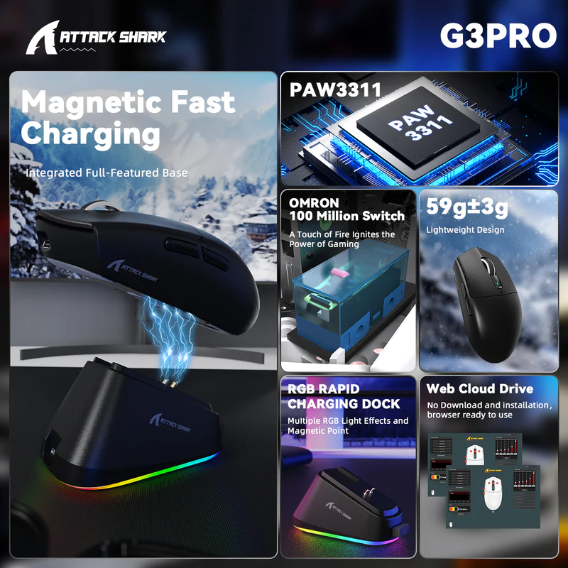 ATTACK SHARK G3PRO Wireless Black thumbnail 3