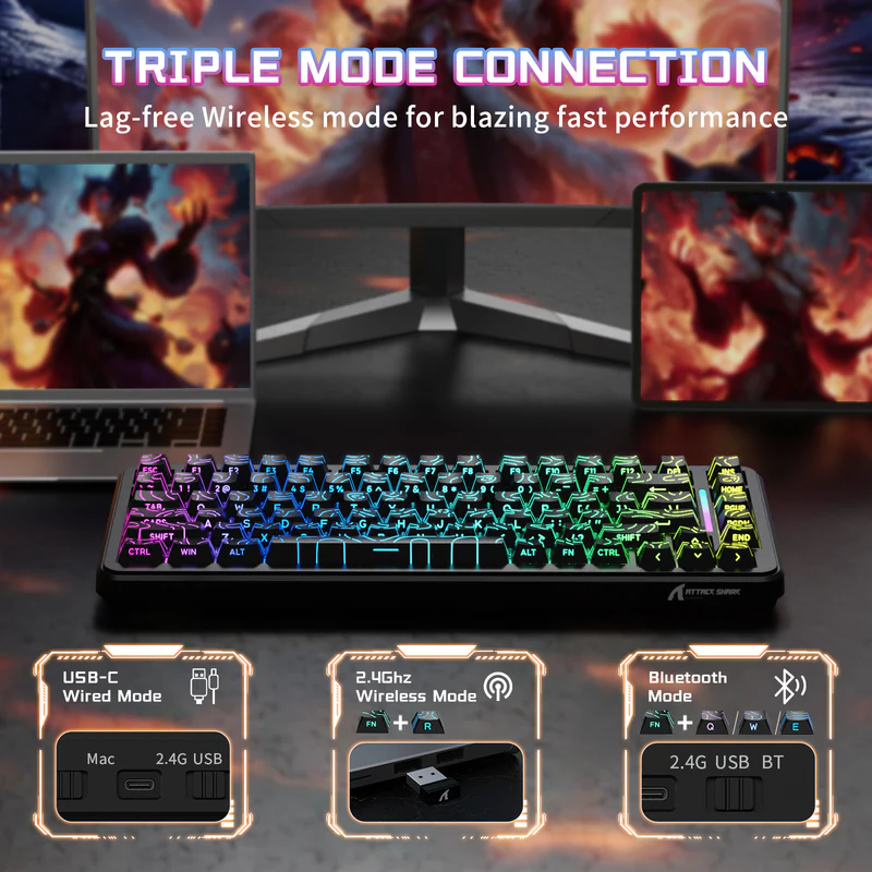 ATTACK SHARK X82PRO HE Black Contours Wireless thumbnail 4