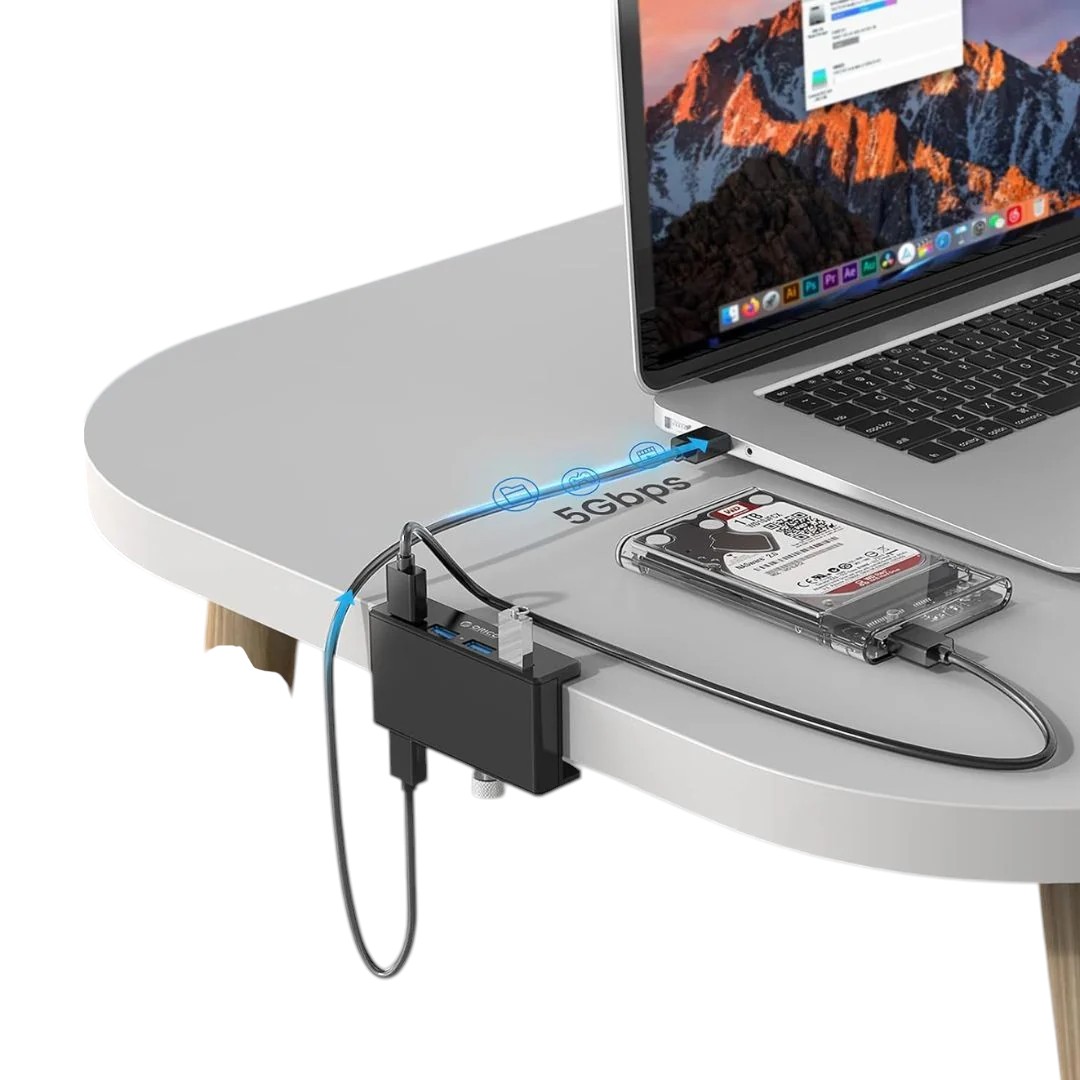 ORICO Aluminum Alloy Clip-Type USB 3.0 HUB - 4 Ports  MH4PU-BK thumbnail 3