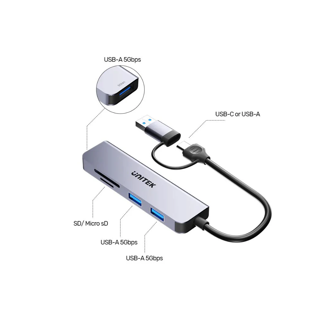 UNITEK uHUB P5+ 5-in-1 USB 5Gbps thumbnail 2