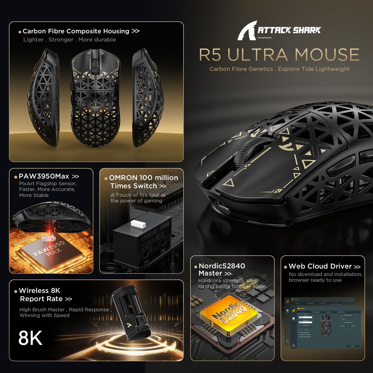 ATTACK SHARK R5 Ultra Wireless Black thumbnail 5