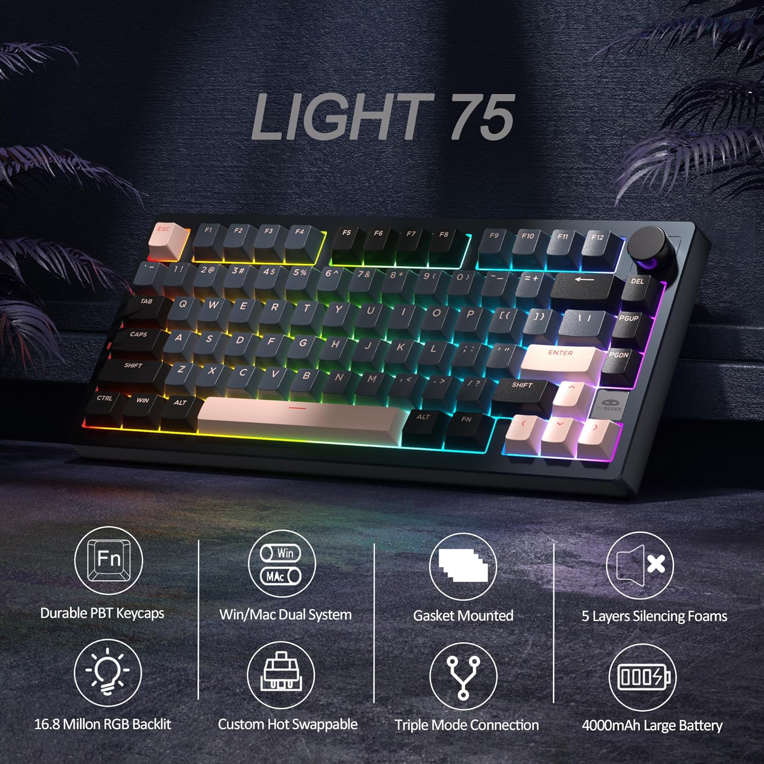 MageGee Light 75 Royal Blue Pink Wireless	 thumbnail 2