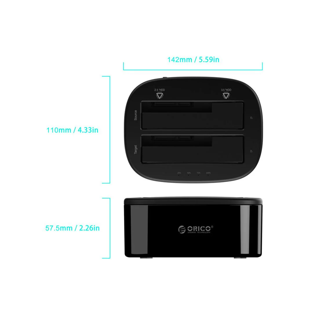 ORICO 2-Bay USB 3.0 Hard Drive Dock - Model 6228US3-C thumbnail 3